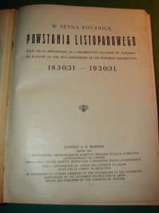 W 100 ROCZNICĘ POWSTANIA LISTOPADOWEGO. Lwów 1931.
