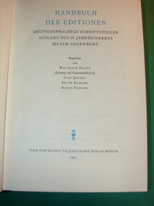 HANDBUCH DER EDITIONEN DEUTSCHSPRACHIGE SCHRIFTSTELLER. 1979.