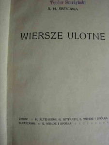 ŚRENIAWA A.N.: Wiersze ulotne. ok. 1918 ?