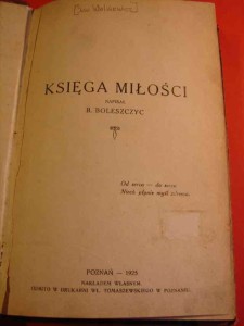 WOLNIEWICZ J.: Księga miłości. 1925