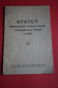 STATUT Stowarzyszenia Drobnych Kupców... w Łodzi. 1920.