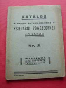 KSIĘGARNIA POWSZECHNA JONASZA. Katalog nr 2.