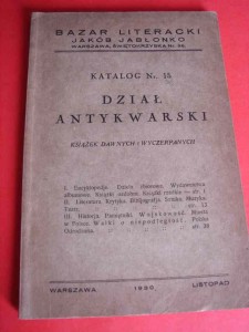JABŁONKO J.: Katalog nr 15. 1930