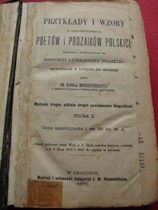 PRZYKŁADY I WZORY Z POETÓW I PROZAIKÓW POLSKICH. T. 1. 1877.