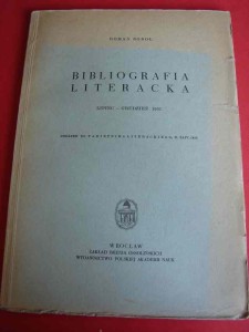 SOBOL R.: Bibliografia literacka 1951. Z. 1-2. 1953.