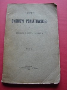 PONIATOWSKA D.: Listy do B. i J. Zaleskich. T.II. 1900.
