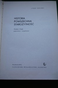 WOLSKI J.: Historia powszechna. Starożytność. 1971.