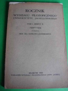 ROCZNIK WYDZIAŁU FILOZOFICZNEGO UJ. T. I, z. II. 1935.