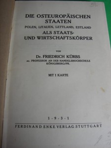 KURBS F.: Die Osteuropeischen Staaten. Polen, Litauen... . 1931