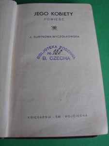 SURYNOWA-WYCZÓŁKOWSKA J.: Jego kobiety. Powieść. ok. 1930 ?