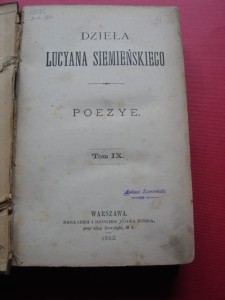 SIEMIEŃSKI L.: Dzieła. T. 9. Poezje. 1882.