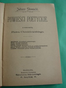 SŁOWACKI J.: Powieści poetyckie. ok. 1900.