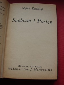 ŻEROMSKI S.: Snobizm i postęp. 1923. Wyd. 1.