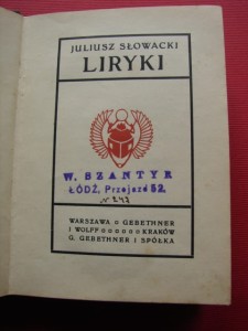 SŁOWACKI J.: Liryki. ok. 1910 ?