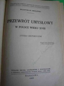 SMOLEŃSKI W.: Przewrót umysłowy w Polsce... 1923