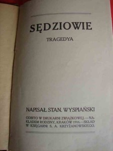 WYSPIAŃSKI S.: Sędziowie. 1916.