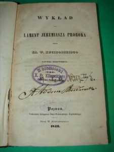 KUCZBORSKI W.: Wykład na lament Jeremiasza. 1843.