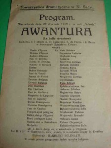 TOWARZYSTWO DRAMATYCZNE W NOWYM SĄCZU 1919