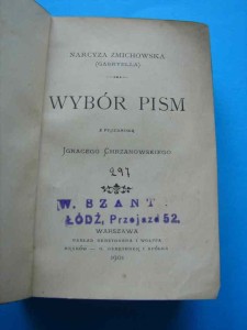 ŻMICHOWSKA N.: Wybór pism. 1901.