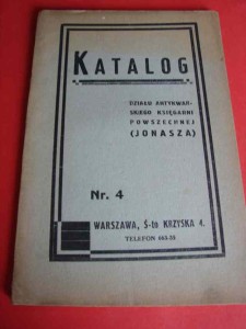JONASZ: Katalog działu antykwarskiego. ok. 1930