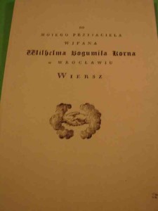 WIERSZ DO WILHELMA BOGUMIŁA KORNA 1824/1986