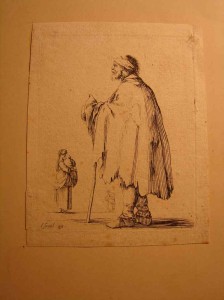 Stefano della BELLA - Żebrak. Akwaforta, poł XVIIw
